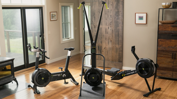 Home with all three Concet2 ergs